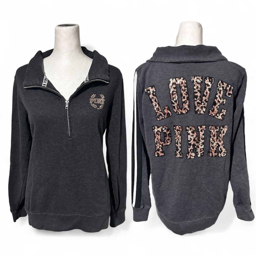 Victoria Secret Y2K Leopard Sequin Quarter Zip